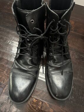 Unlisted by Kenneth Cole Black Leather Lace-Up Men's Ankle Boots